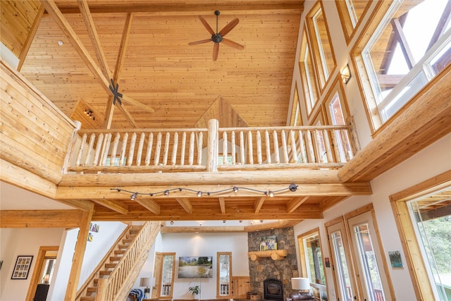12520 Pinkham Creek Rd, Rexford, MT 59930 - detailed view of a ceiling fan and beam ceiling