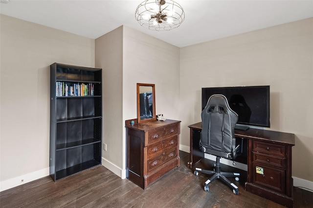 1091 Harmony Ct, Kalispell, MT 59901 - office with dark wood-type flooring and baseboards