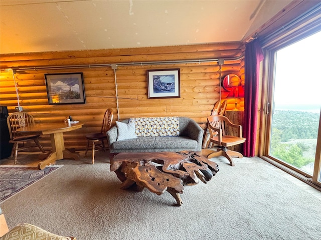 222 S Fork Ray Creek Rd, Townsend, MT 59644 - sitting room featuring log walls and carpet flooring