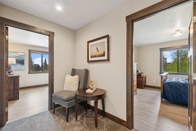 1066 Mill Creek Drive Mill Creek Drive, Bigfork, MT 59911 - sitting room with wood finished floors, healthy amount of natural light, baseboards, and recessed lighting