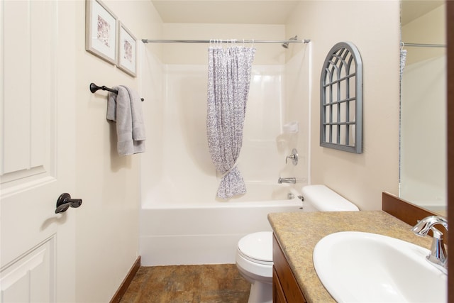 89 Alyvia Ln, Butte, MT 59701 - full bath with toilet, vanity, shower / tub combo, and stone finish floors