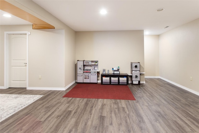 89 Alyvia Ln, Butte, MT 59701 - basement featuring dark wood-type flooring, baseboards, and recessed lighting