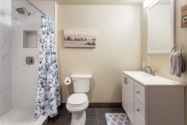 89 Alyvia Ln, Butte, MT 59701 - full bathroom with vanity, toilet, a shower stall, and tile patterned floors