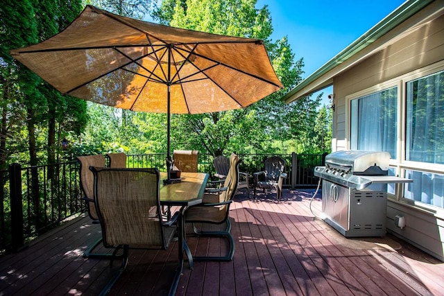 883 Saint Andrews Dr, Columbia Falls, MT 59912 - wooden deck featuring outdoor dining area and area for grilling