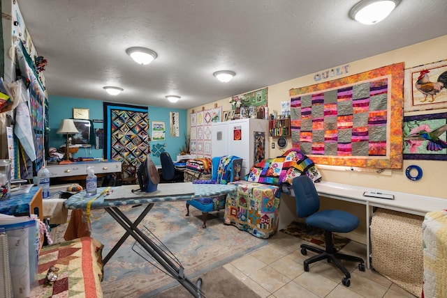 245 Blanchard Lake Rd, Whitefish, MT 59937 - tiled office with a textured ceiling