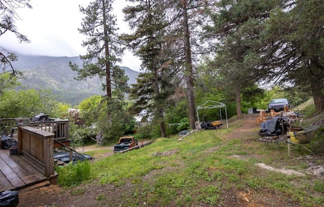 103 6th St, Alberton, MT 59820 - view of yard featuring a deck with mountain view