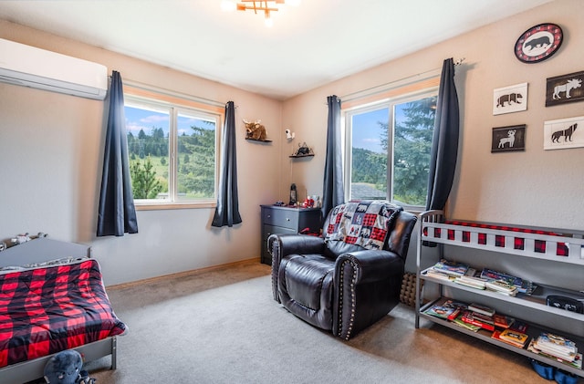 30 Knapp Ln, Kalispell, MT 59901 - bedroom with an AC wall unit, carpet flooring, and baseboards