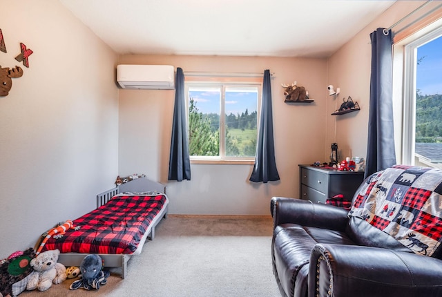 30 Knapp Ln, Kalispell, MT 59901 - bedroom with an AC wall unit, carpet, multiple windows, and baseboards