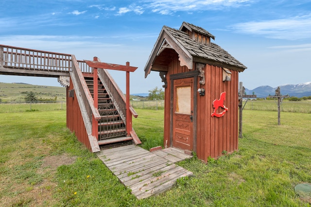 33562 Fox Rd, Polson, MT 59860 - view of shed featuring a view of rural / pastoral area and a mountain view