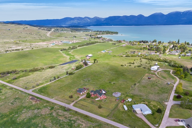 33562 Fox Rd, Polson, MT 59860 - aerial overview of property's location with a water and mountain view