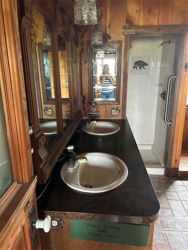 33562 Fox Rd, Polson, MT 59860 - bathroom featuring a shower stall and double vanity