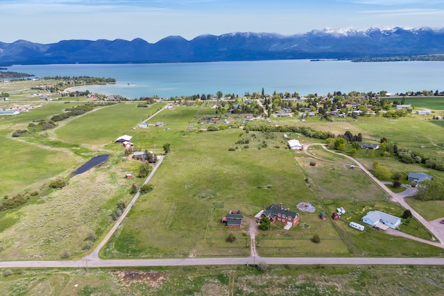 33562 Fox Rd, Polson, MT 59860 - aerial overview of property's location featuring a water and mountain view