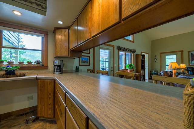 5380 US Highway 93, Conner, MT 59827 - kitchen featuring brown cabinets, recessed lighting, and light countertops