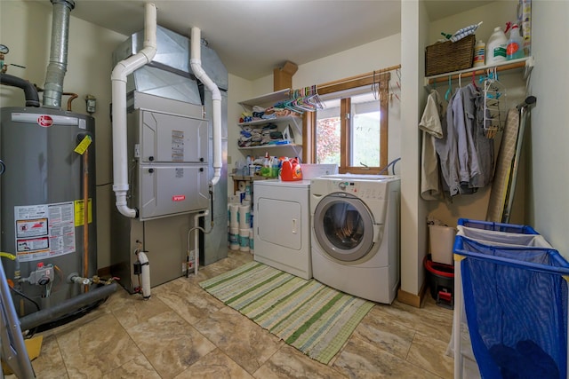 5380 US Highway 93, Conner, MT 59827 - laundry room featuring gas water heater, washer and dryer, and heating unit
