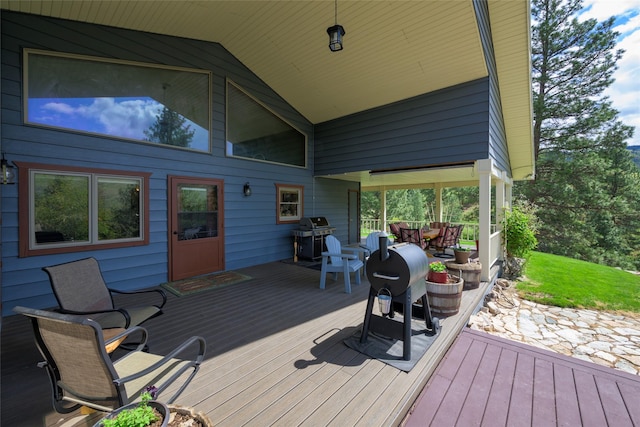 5380 US Highway 93, Conner, MT 59827 - wooden terrace with a grill