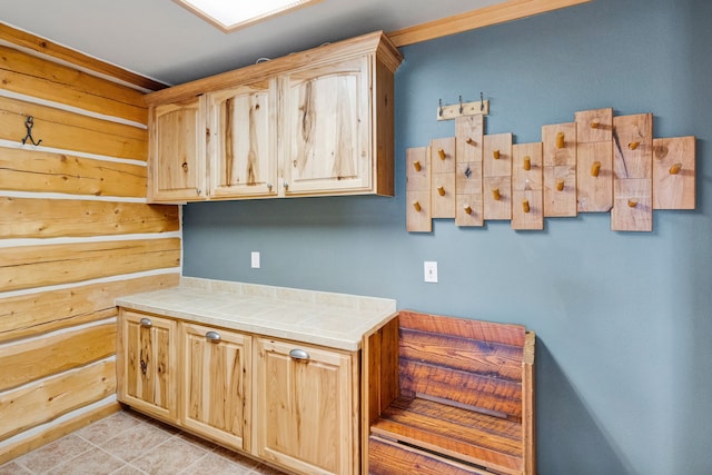 629 Alvista Loop, Hamilton, MT 59840 - kitchen featuring tile counters, light brown cabinets, and light tile patterned floors
