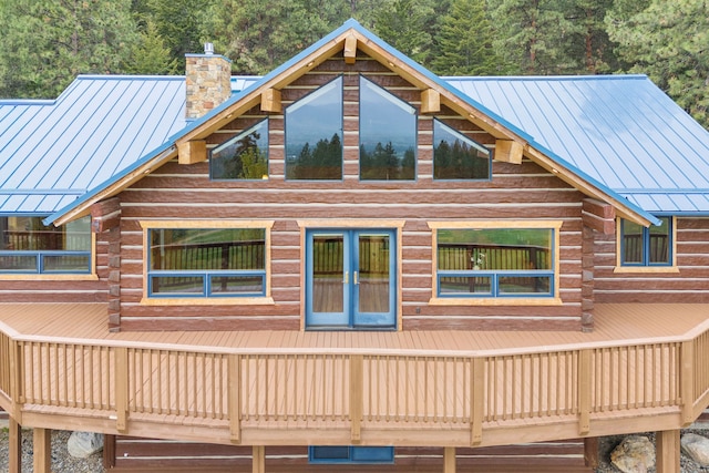 629 Alvista Loop, Hamilton, MT 59840 - back of property featuring a standing seam roof, metal roof, and log siding