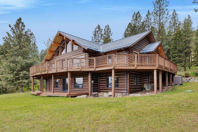 629 Alvista Loop, Hamilton, MT 59840 - back of house featuring a deck, a lawn, and metal roof