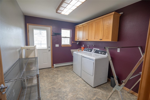3185 Hubbart Dam Rd, Marion, MT 59925 - washroom with separate washer and dryer, cabinet space, and baseboard heating