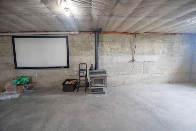 3185 Hubbart Dam Rd, Marion, MT 59925 - basement with a wood stove