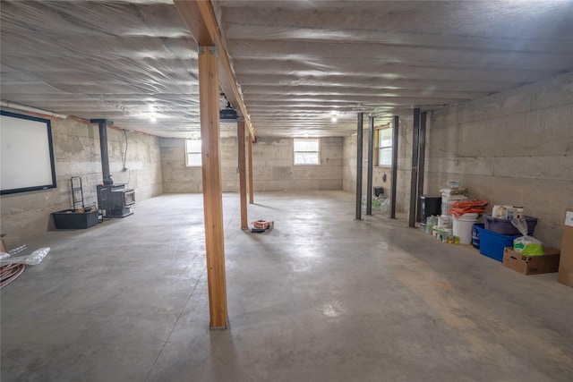3185 Hubbart Dam Rd, Marion, MT 59925 - basement with a wood stove