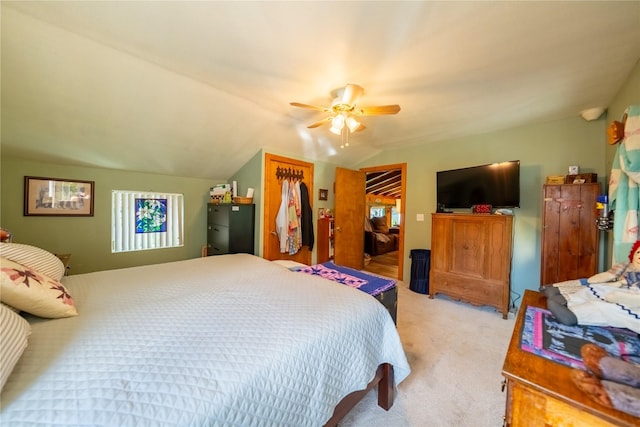 11537 Mt Highway 37 N, Libby, MT 59923 - bedroom featuring carpet floors, lofted ceiling, and ceiling fan