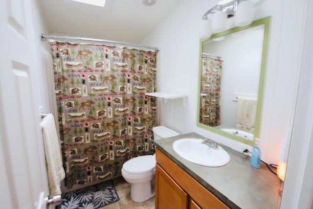 4757 Richlie, Missoula, MT 59808 - full bath featuring vanity, toilet, and curtained shower