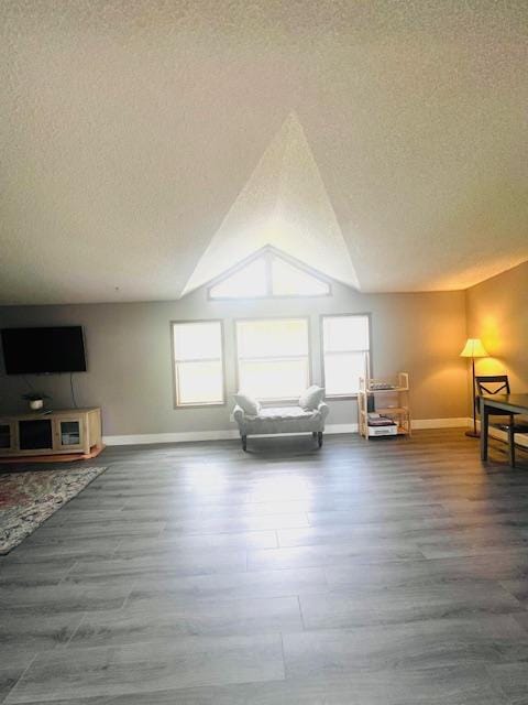 4757 Richlie, Missoula, MT 59808 - living area with healthy amount of natural light, a textured ceiling, baseboards, and wood finished floors