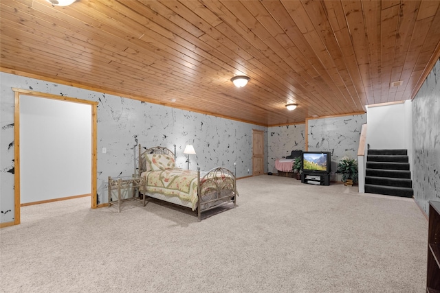 13033 Trinkus Ln, Bigfork, MT 59911 - carpeted bedroom with wooden ceiling