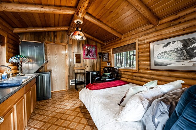 204 Cougar Meadow Dr, Saint Regis, MT 59866 - bedroom featuring a sink and wooden ceiling