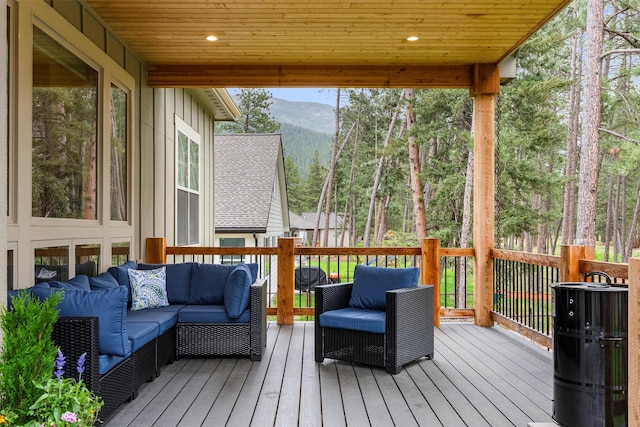 11515 Ninebark Way, Missoula, MT 59802 - deck featuring an outdoor hangout area and a mountain view