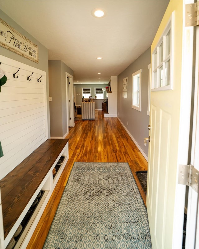 1610 Maple Dr, Fort Benton, MT 59442 - mudroom with dark wood-type flooring and recessed lighting