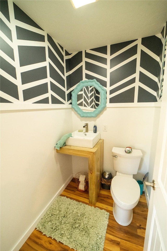 1610 Maple Dr, Fort Benton, MT 59442 - bathroom featuring a sink, toilet, and wood finished floors