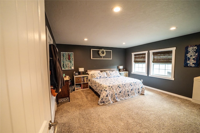1610 Maple Dr, Fort Benton, MT 59442 - carpeted bedroom featuring recessed lighting, a textured ceiling, and baseboards