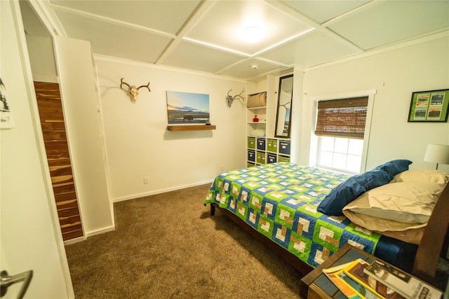 1610 Maple Dr, Fort Benton, MT 59442 - carpeted bedroom featuring baseboards and coffered ceiling