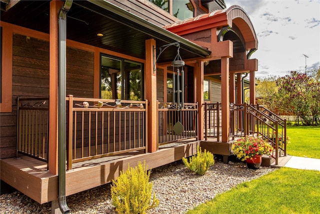 46274 Meadowlark Ln, Big Arm, MT 59910 - porch featuring a lawn