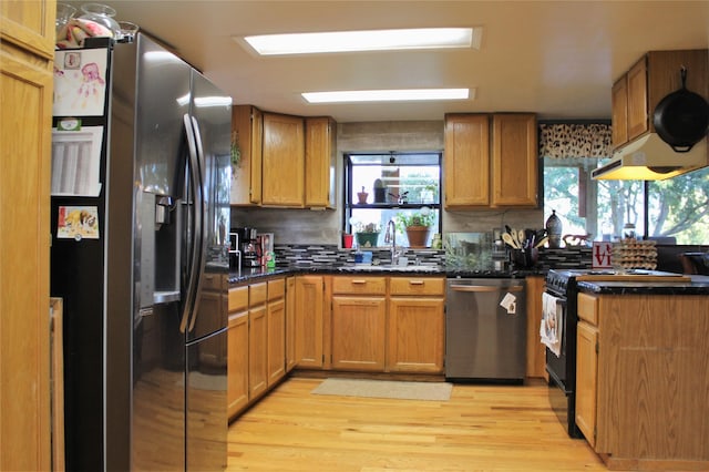 34575 Gunlock Rd, Charlo, MT 59824 - kitchen featuring appliances with stainless steel finishes, a sink, backsplash, and plenty of natural light