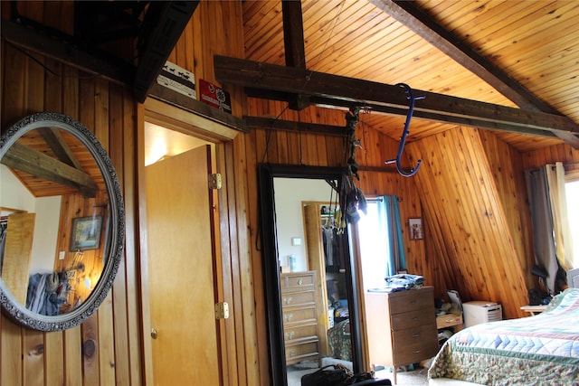 34575 Gunlock Rd, Charlo, MT 59824 - bedroom featuring wooden walls and wood ceiling