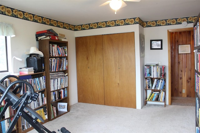 34575 Gunlock Rd, Charlo, MT 59824 - carpeted office featuring a ceiling fan