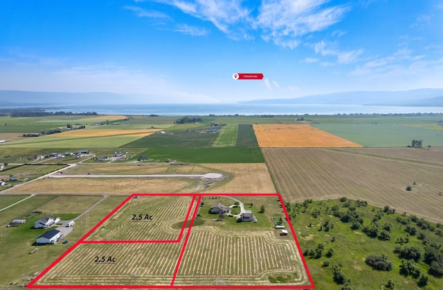 1221 Majestic View Ln, Kalispell, MT 59901 - overview of rural landscape with rows of crops and property boundaries highlighted