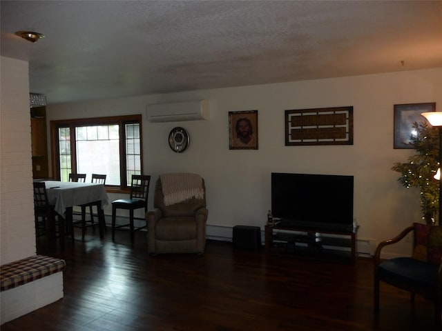 3115 8th Ave N, Great Falls, MT 59401 - living area featuring an AC wall unit, wood finished floors, and baseboard heating
