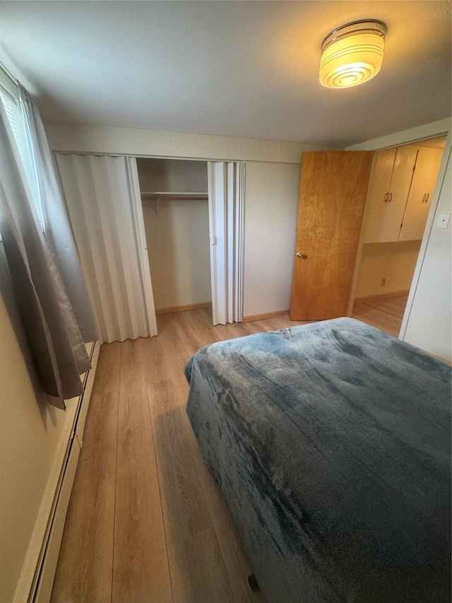 3115 8th Ave N, Great Falls, MT 59401 - bedroom with light wood finished floors, baseboard heating, and a closet