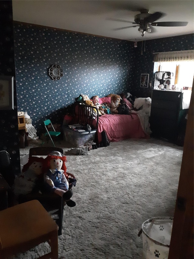 314 4th Ave NE, Cut Bank, MT 59427 - carpeted bedroom featuring ceiling fan
