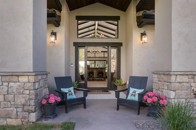 344 Chapman Ln, Bigfork, MT 59911 - entrance to property featuring stucco siding and stone siding