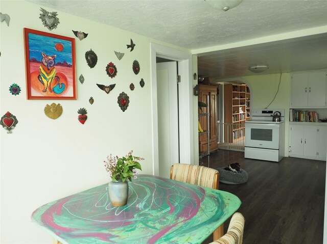 15 Perrin Ln, Hot Springs, MT 59845 - dining space with dark wood finished floors, arched walkways, and a textured ceiling