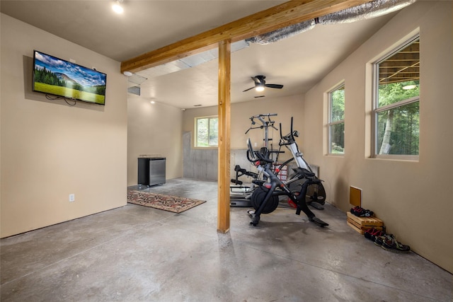 217 Forest Ridge Trl, Kila, MT 59920 - workout area featuring ceiling fan