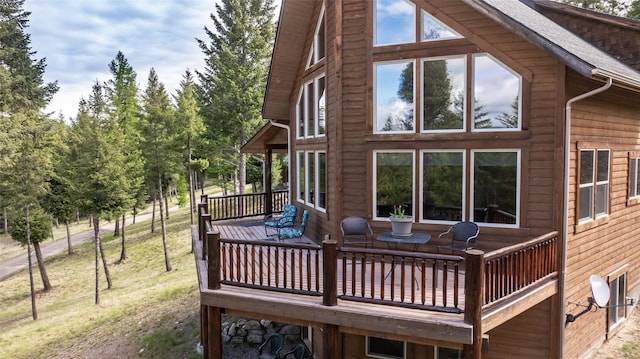 217 Forest Ridge Trl, Kila, MT 59920 - rear view of house featuring a wooden deck