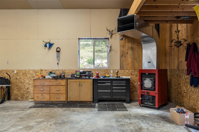 217 Forest Ridge Trl, Kila, MT 59920 - kitchen featuring unfinished concrete flooring and dark countertops