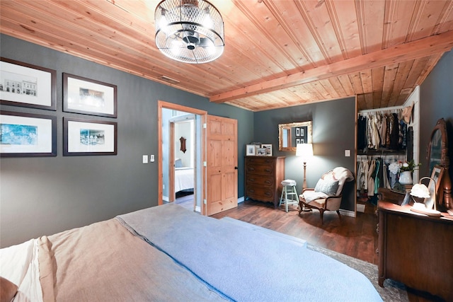 2 Cedar Grove Ln, Noxon, MT 59853 - bedroom with wood ceiling, wood finished floors, baseboards, and a chandelier
