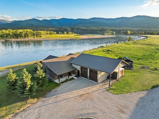 17 River Runs Ct, Plains, MT 59859 - aerial view of property and surrounding area featuring a water and mountain view